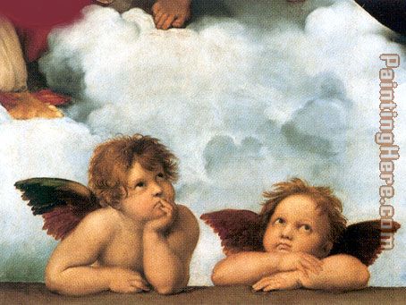 Sistine Madonna 2 angels painting - Raphael Sistine Madonna 2 angels art painting